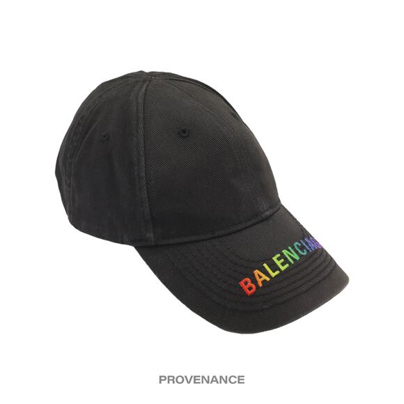 🔴 Balenciaga Embroidered Rainbow Logo Cap - Washed Black - Picture 4 of 10
